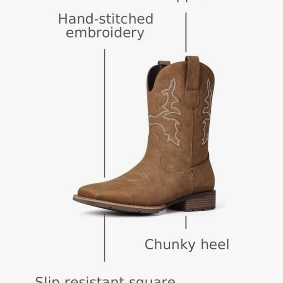 Men's Brown Western Boots - Picture 2 of 11